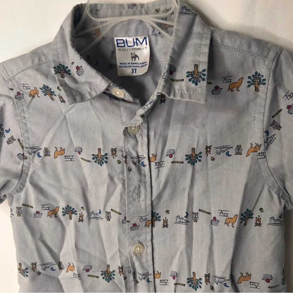B.U.M Equipment Kids Gray Animal Print Button Down Shirt 3T